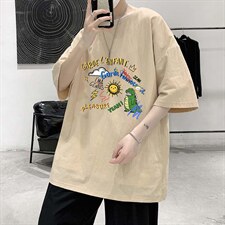 YT26219-P30亚短袖t恤男大码五分袖男宽松七分袖港风模特，男装T恤，电商A040