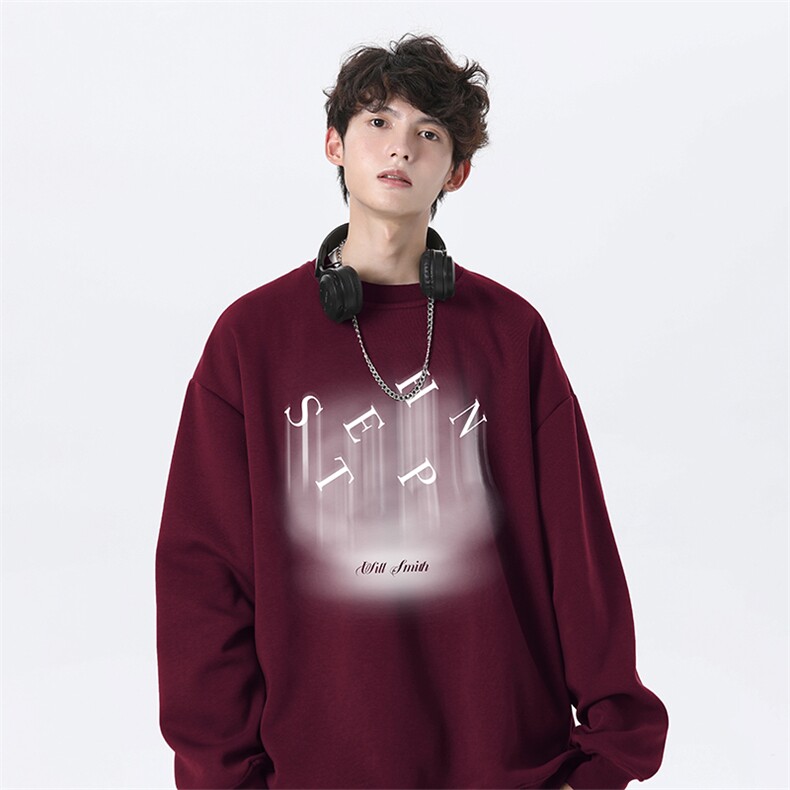 秋季新款潮牌字母印花男wycm8010卫衣圆领仿棉特批28控49,男装卫衣,星座605(原A050)