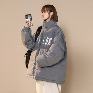 中性22冬季新款潮流字母时尚百搭宽松保暖立领棉衣MY2056P85控118图片
