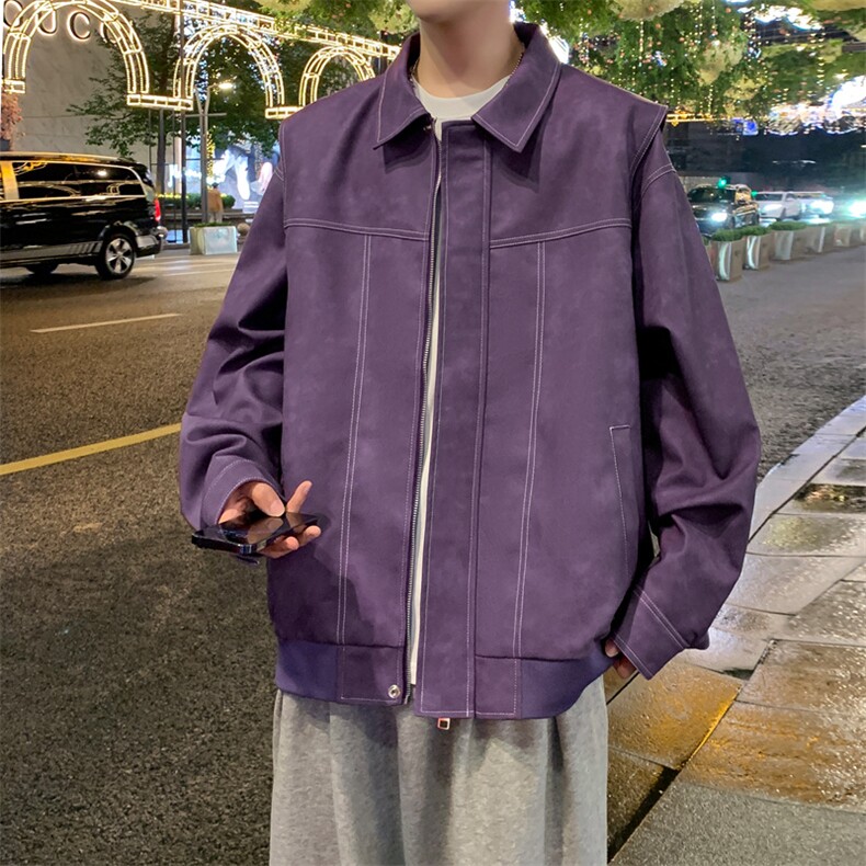 美式复古翻领皮衣外套男美拉德高级感麂皮绒情侣夹克JK232-P85,男装夹克,星座308B-2