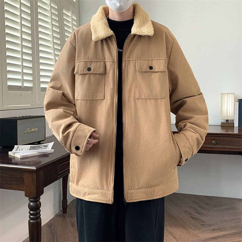 冬季外套男宽松大码棉袄男2025新款加绒加厚款棉衣男翻领工装特P,男装棉衣,星座715-4