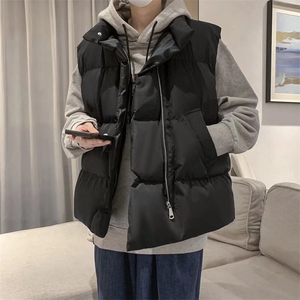 秋冬立领棉马甲男宽松潮流百搭休闲纯色背心Y83P45图片