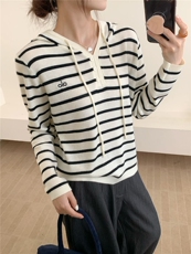 秋季新款针织条纹套头上衣时尚休闲百搭，女装针织衫/毛衣，恒旺羊绒