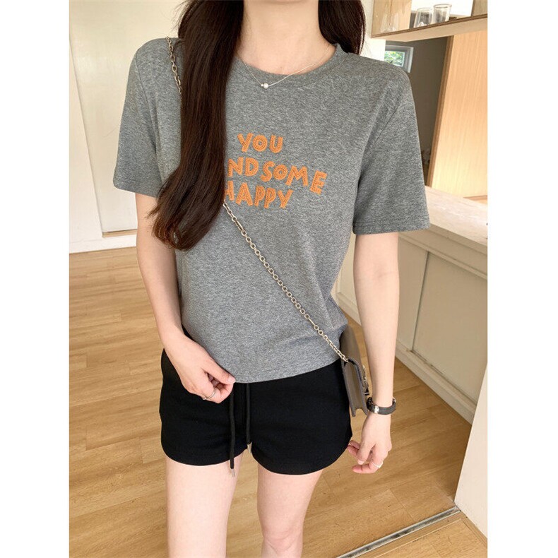 TT065-P35t恤女夏2025新款设计感刺绣花圆领上衣韩版女装,男装T恤,星座911-3
