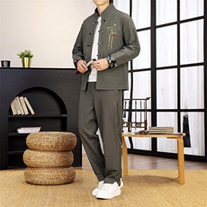 风套装刺绣盘口男套装，男装休闲套装，星座1206（原A206）