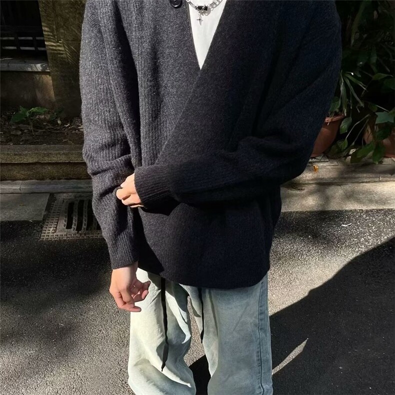 毛衣外套男日系潮牌重磅宽松立领针织开衫百搭上衣513AKS2568P53,男装针织衫/毛衣,星座513A