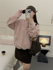 2025年秋季时尚百搭通勤简约休闲拉加绒卫衣，女装卫衣/绒衫，湘姗