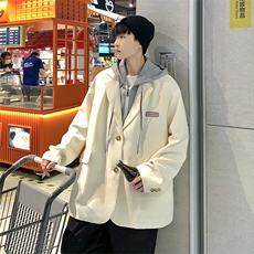 假两件西装外套男韩版潮流拼色格子2023春秋新款ins西服W3140-P68，男装西服，星座412-2