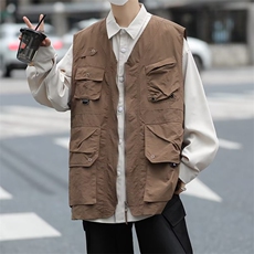 宽松工装马甲多口袋户外机能男阿美咔叽露营战术背心W5129-P43，男装背心/马甲，星座412-2