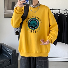 Y2478P38秋冬圆领潮牌印花上衣打底衫直筒长袖卫衣港风，男装卫衣，星座510A-1