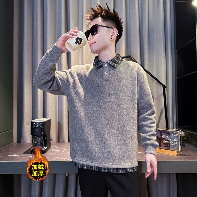 WY88556加绒P88118店主风小伙风假两件加绒保暖卫衣，男装棉衣，电商B340