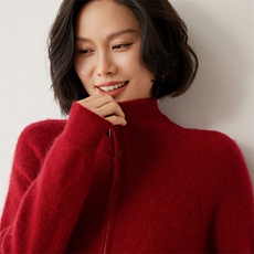 优雅气质女装羊绒开衫简约百搭保暖立领外套，女装羊绒衫，米琪莲羊绒