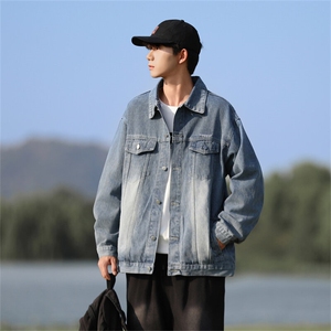 美式做旧牛仔外套男士宽松休闲痞帅夹克外套百搭上衣潮JK1124-P75图片