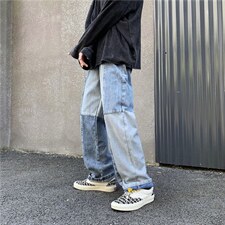 高街复古嘻哈拖地裤ins潮牌老爹裤宽松直筒牛仔长裤阔腿G290-p45图片