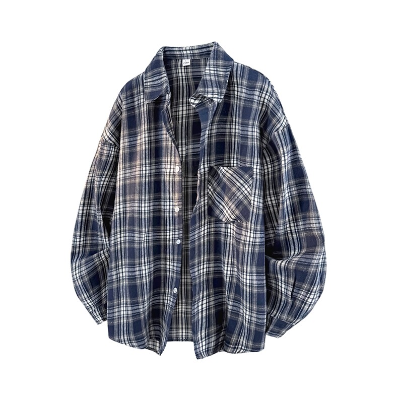 衬衫男秋季新款港风宽松大码格子长袖衬衣CS601-特P27，男装衬衫，星座214-3