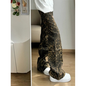 【有货】KZA25CC-P55 豹纹牛仔裤男直筒美式高街裤子图片