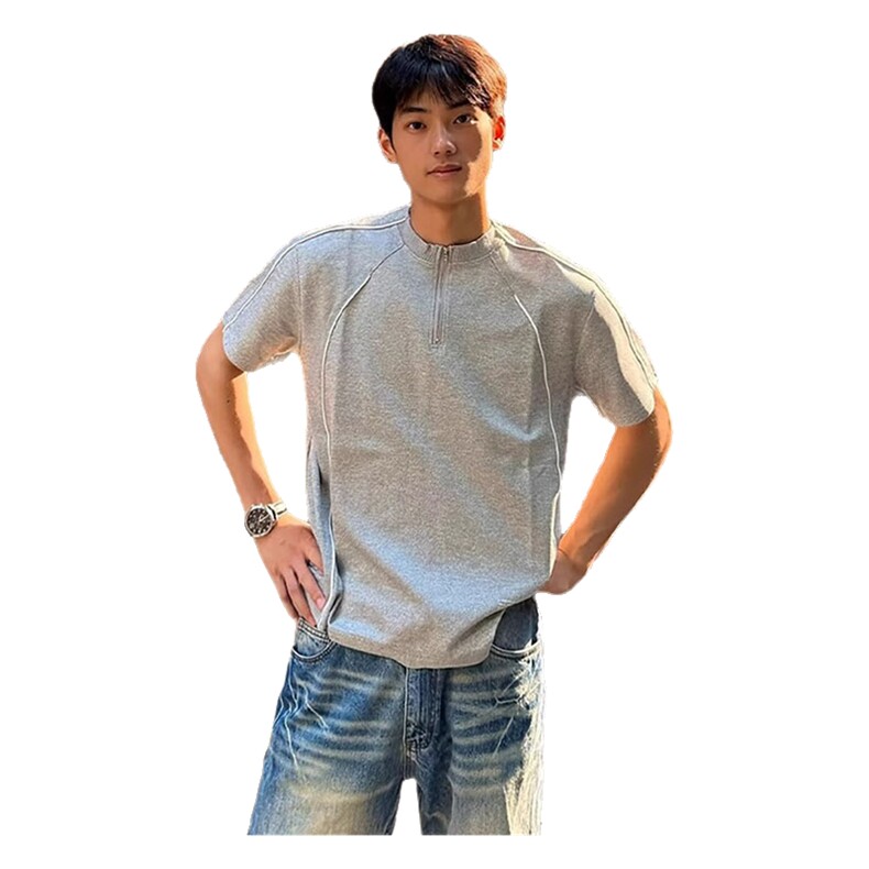 2025夏季潮牌美式圆领短袖男女简约时尚抗皱宽松百搭休闲半袖T恤,男装T恤,星座506A