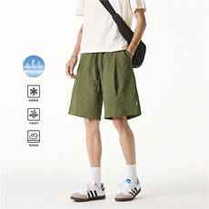 2025夏季新款潮流冰丝透气宽松泡泡格短裤B315-K25541-特p25控48，男装牛仔裤，电商B315