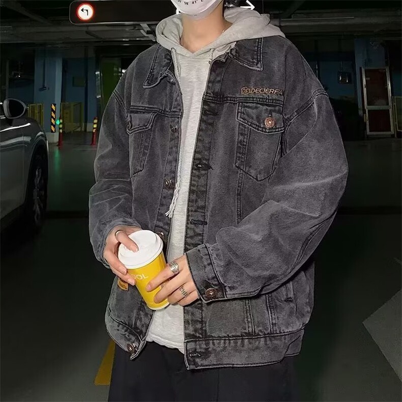 秋季复古牛仔外套男士韩版潮流宽松夹克JK607-P45,男装工装外套,星座208-5