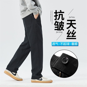 春秋冬季抗皱休闲裤男直筒高端青年弹力百搭长裤2046p48/加绒p58图片