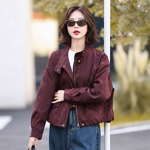 欧货立领短款风衣外套女2024春秋新款小个子宽松休闲百搭夹克上衣图片