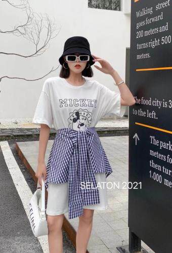 格子平接连衣连衣群，女装，雪蘭桐