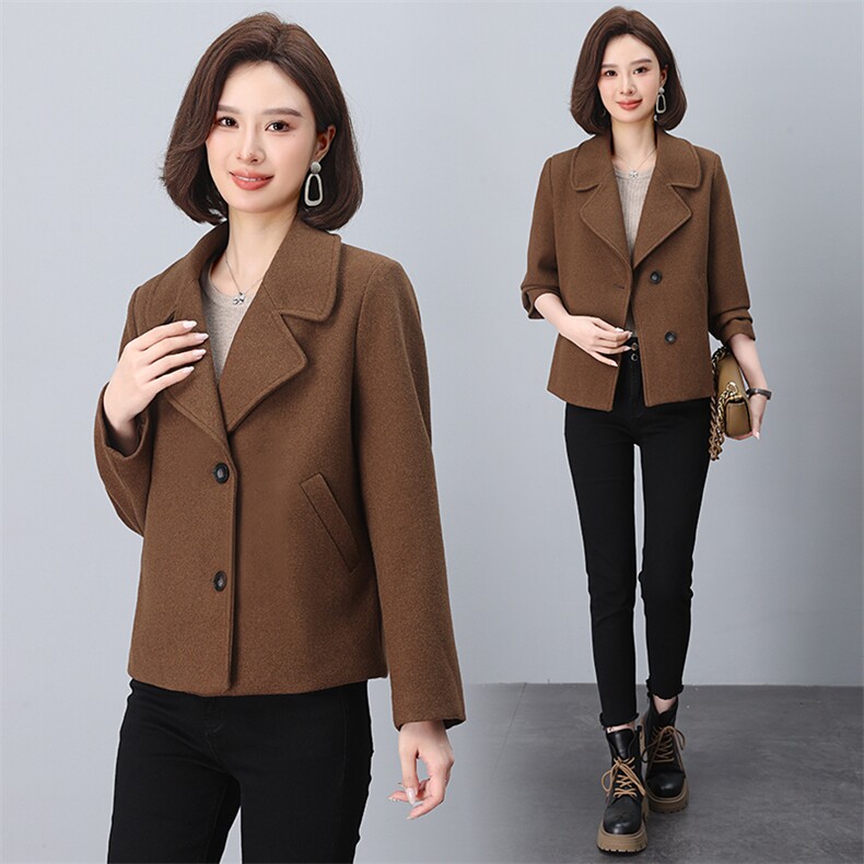 时尚百搭短款毛呢外套女秋冬季新款韩版宽松显瘦气质小香风上衣，女装毛呢外套，韩派