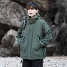 冲锋衣防水情侣款夹克连帽户外潮流休闲外套宽松A266-JK8014-P45，男装夹克，电商A266
