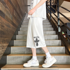 QK72268-P25 冰丝七分裤男大码速干短裤男五分裤 港风风格图片