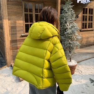 2025冬季新款绿色排骨花苞帽羽绒服外套90绒2C375-2535-P335-K508图片