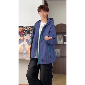 秋季新款连帽冲锋衣外套男宽松休闲百搭夹克上衣F7870-特价P45图片