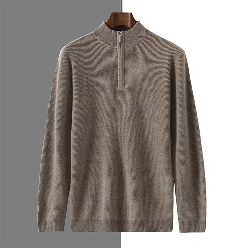2024秋季新款半高拉链男士羊毛衫通勤百搭，男装羊毛衫，优麦羊绒（原洪叶羊绒）