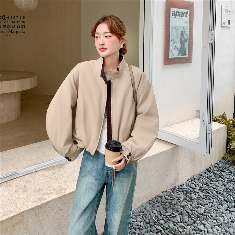 宽松小立领90白鸭绒短款屋外夹克,女装羽绒服,1D066-1