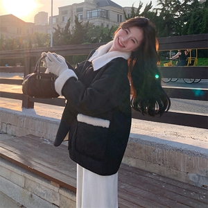 新中式爆款盘扣提花毛毛短外套女2024冬季新款减龄气质加厚棉衣潮图片