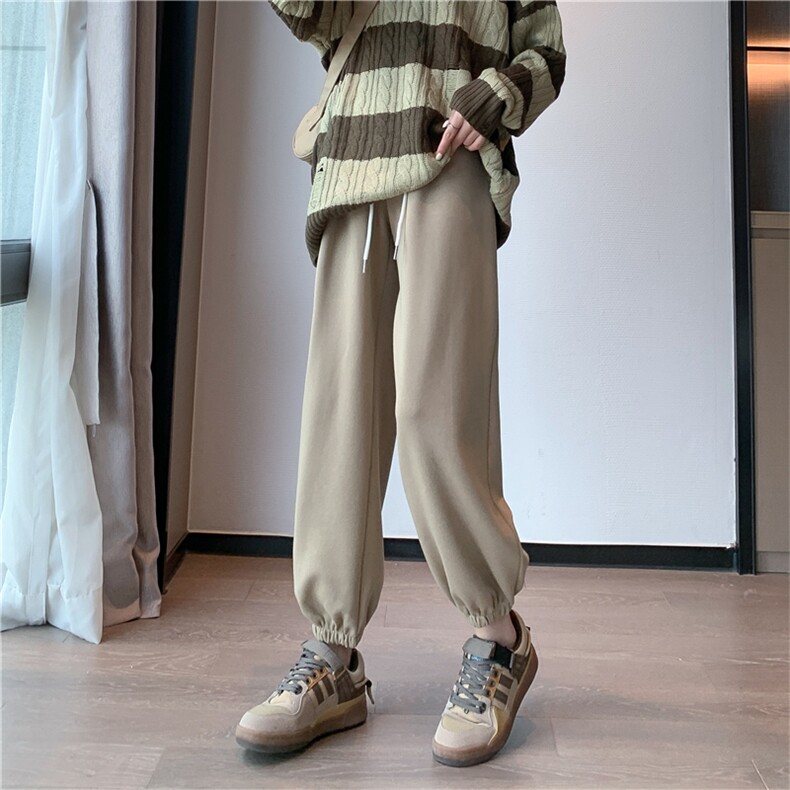 运动裤女裤子2023新款秋季小个子束脚裤宽松休闲秋冬灰色卫裤,女装休闲裤,梦白服饰厂