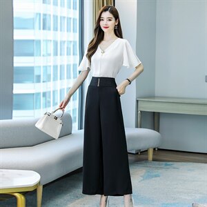 阔腿裤套装2021夏装新款女装韩版时尚气质时髦洋两件套日韩图片