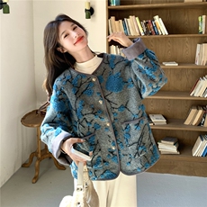 新中式风刺绣短外套女2025冬新款设计感小众圆领开衫小个子超好看，女装羽绒服，2C057