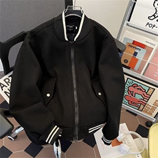 重磅短款呢子棒球服夹克男女立领毛呢飞行服上衣外套2039P70，男装夹克，星座410-2
