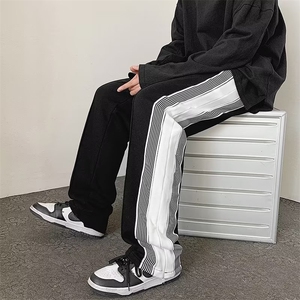 休闲裤男韩版潮拼色高街2023春秋新款ins宽松百搭直筒裤K3415-P30图片