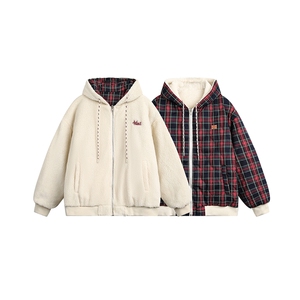 两面穿格子羊羔毛棉服-5708-248图片