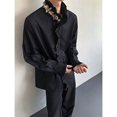现货25设计感男士亮片轻奢男士木耳边宫廷风衬衫cs170-p98，男装衬衫，电商B288