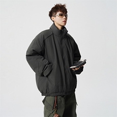 冬季美拉德立领棉服潮流百搭纯色棉衣撞色棉服外套HY8822-P75，男装棉衣，星座610B-1