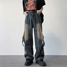 217-2-K24303-P65美式高街渐变色水洗牛仔裤男工装休闲裤，男装牛仔裤，星座217-2