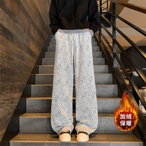 秋冬人字纹肌理感加绒加厚保暖休闲裤A584特P45控78图片