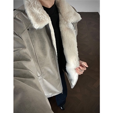 美拉德羊羔毛pu皮棉衣加绒加厚情侣棉服外套男H1166特P85，男装皮衣，电商A341