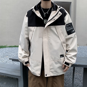 A943-P68 日系潮流拼色防水冲锋衣男秋季潮牌户外连帽工装夹克图片