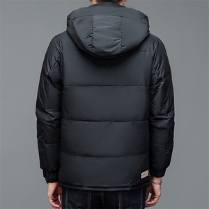 冬季新款连帽商务休闲羽绒服中年爸爸装宽松免烫上衣厚款保暖外套图片