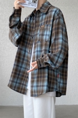 衬衫男秋季新品港风宽松格子设计长袖衬衣CS618-P38(现货），男装衬衫，星座214-3