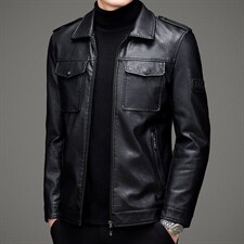 BAMJ-7009钱塘2020-2春秋新款时尚休闲中年男士商务夹克P127，男装皮衣，钱塘207-2