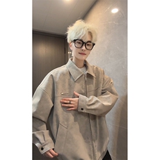 春季扎染皮衣机车翻领美式复古松弛感外套男女C64139-TP65不，男装皮衣，电商A102
